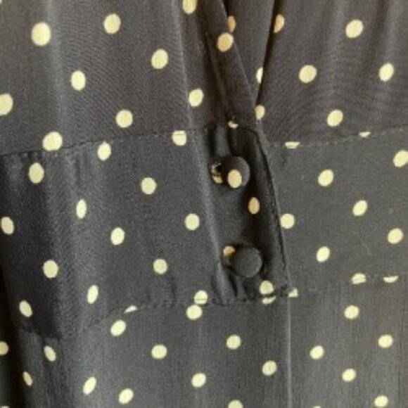 CACHE' WOMENS 1940'S STYLE VINTAGE DRK NAVY/WHITE POLKADOT CULOTTE DRESS SIZE 8 - Picture 6 of 9